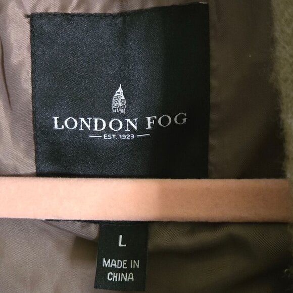 London Fog Wool Blend Bomber Jacket With Full Zip Snap Toast Heather Size L - Picture 7 of 8